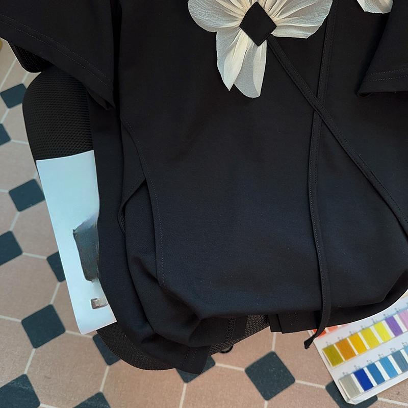 Женская летняя футболка с круглым вырезом и коротким рукавом, свободный топ с короткими рукавами и цветочным принтом большого размера