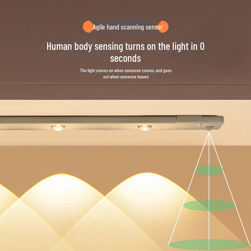 Ультратонкая светодиодная лампа с датчиком движения «кошачий глаз» — перезаряжаемая и самоклеящаяся для гардероба или винного шкафа