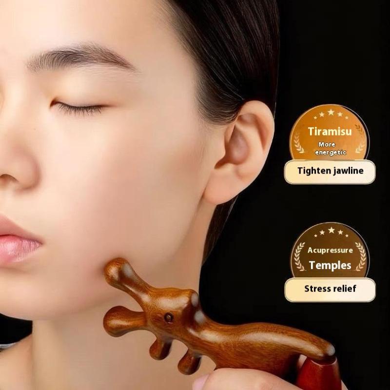 Wooden Wide Tooth Comb Massage Head Meridian Scalp Combs for Face Eye Shoulder Neck Anti-Static Hair Loss