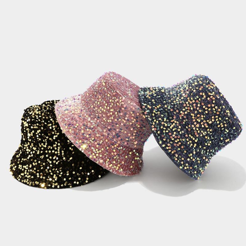 Women S Fashion Sequined Double Sided Wear Fisherman Hat Street Sun Protection