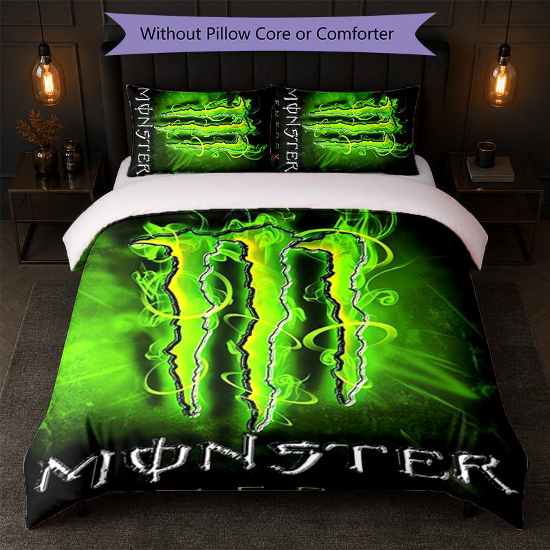 Monster Energy Принт 3 шт. Комплект пододеяльника 1 пододеяльник и 2 наволочки Мягкое постельное белье для домашней спальни