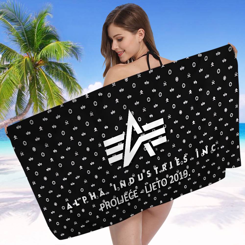 A-Alpha La I-Industries Логотип Микрофибра Пляжное полотенце Впитывающее Быстросохнущее Мягкое Йога Плавание Курорт Альпинизм Полотенце
