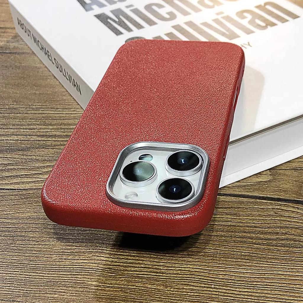 Роскошный матовый кожаный чехол для iPhone 16 15 14 Plus 13 12 11 Pro Max XS Max XR Защита объектива Противоударный силиконовый чехол