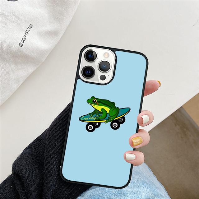 Лягушка Скейтборд Милый Кавайный Чехол для Телефона Для iPhone 17 Air 15 16 Чехол 11 13 14 Pro Max 12 Plus Max Fundas