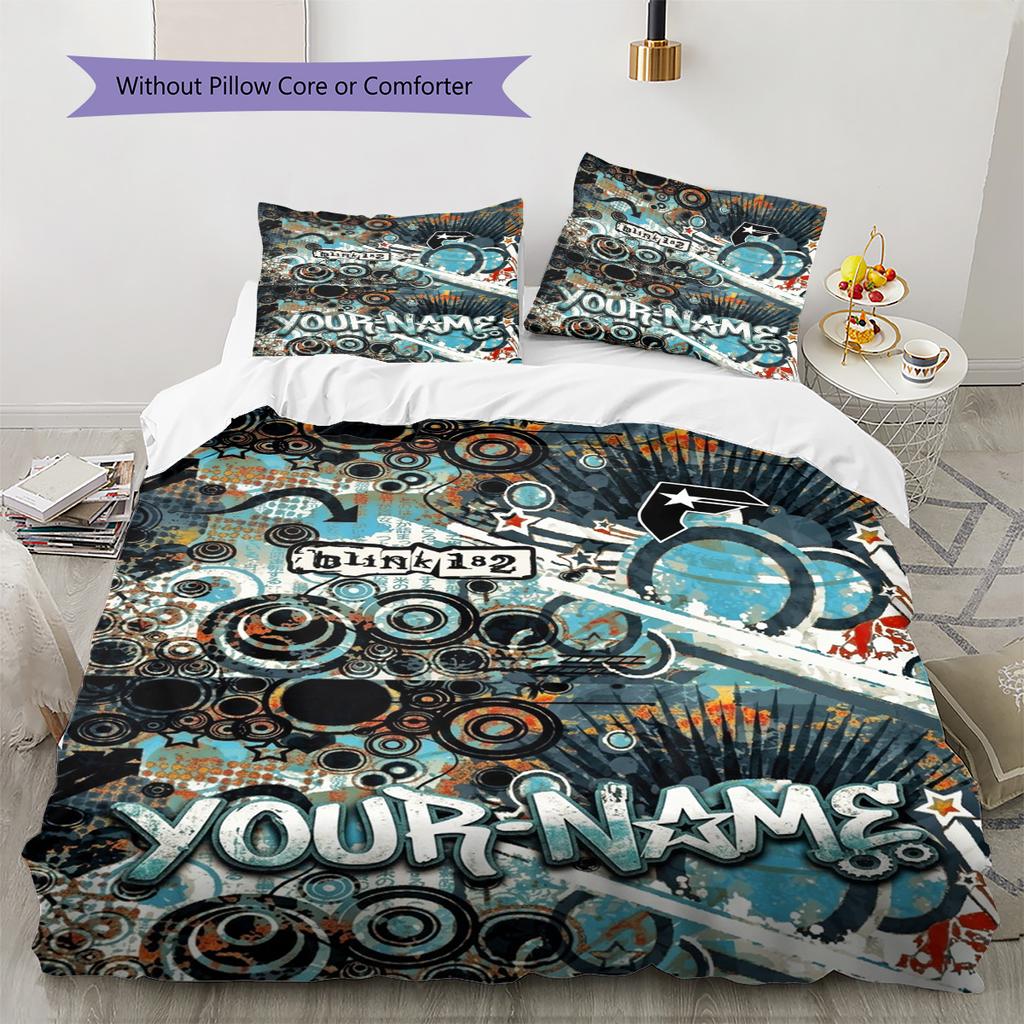 Name Custom blink-182 Pattern Bedding Set Quilt Cover Pillowcase Home Decor Gift (1 * duvet cover + 2 * pillowcase, without core)