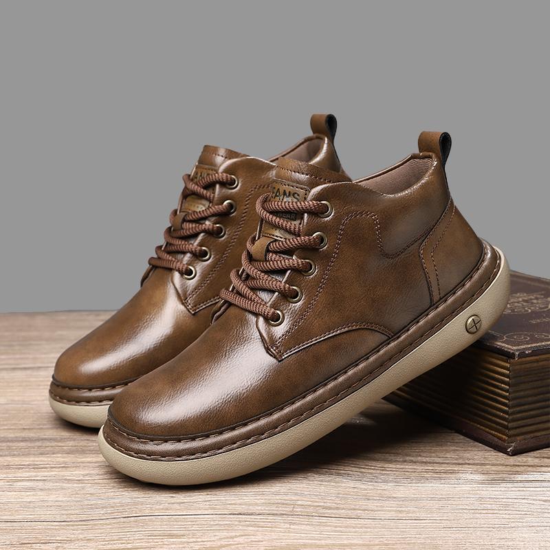 Ручная строчка Натуральная кожа Мужские ботинки Удобная повседневная кожаная обувь для мужчин Ботильоны Большой размер Рабочая обувь