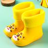 New Children's Rain Boots Korean Cartoon Animal Baby Water Shoes Boys Plus Velvet Warm Girls Rain Boots