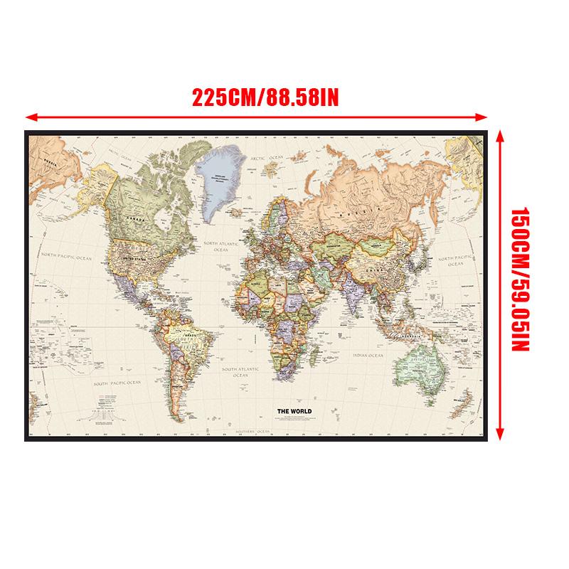 1 шт. Карта мира настенный плакат прозрачный печатный холст картина декоративная подвесная картина офис дом школьные принадлежности без рамки