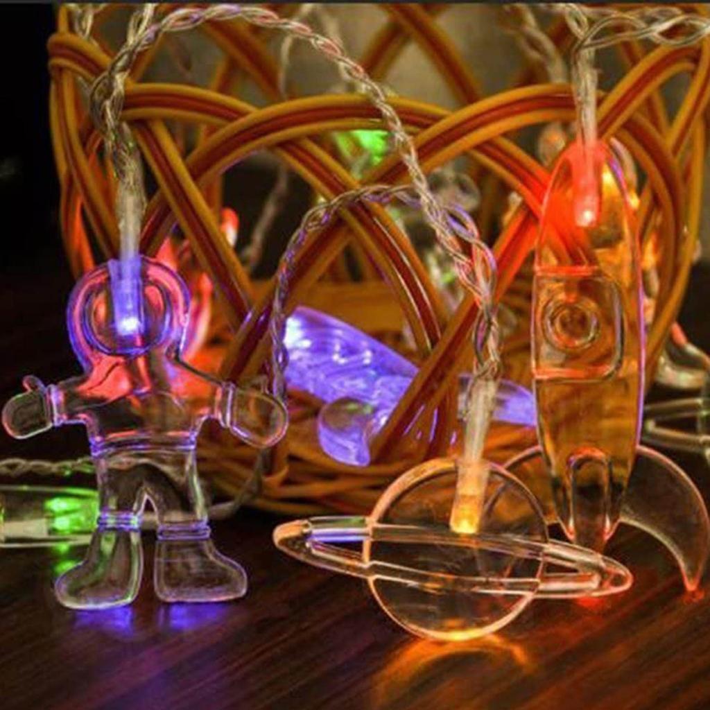 10 светодиодных светодиодных гирлянд для детской комнаты, космонавт, космический корабль, подвески-ракеты, праздничные вечерние светильники, настенные, оконные, детские или декор