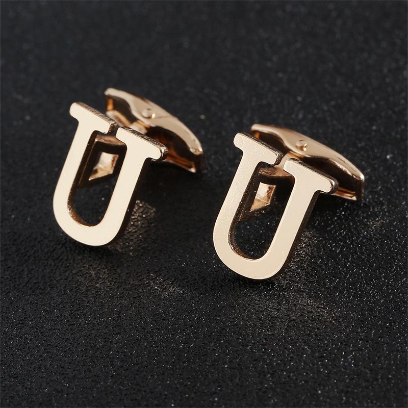 Эксклюзивные мужские запонки в виде золотых букв алфавита - Элегантный дизайн для французских рубашек