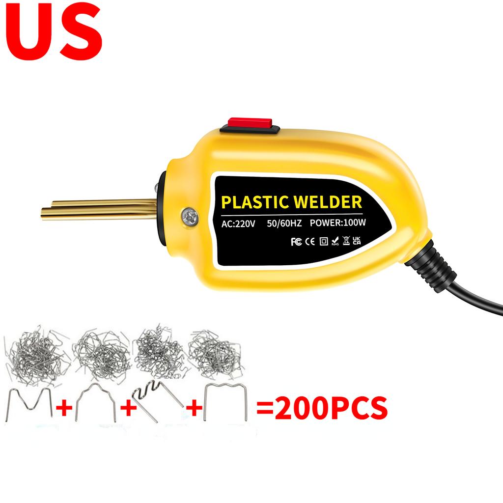 Мини 100 Вт пластиковый сварочный аппарат пластиковый сварочный пистолет 200 шт. горячий степлер бамперы термофен пластиковый сварочный аппарат пайка ремонтные инструменты