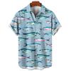 Men's Hawaiian Shirts 3D Print Fish Graphics Fashion Button Short Sleeve Lapel Streetwear Hawaiian Blouse Shirts for Men Summer
