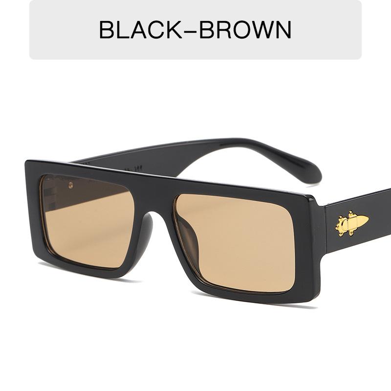 Women's Retro Rectangular Sunglasses Luxury Fashion Black Eyewear Metal Hinge UV400 Protection