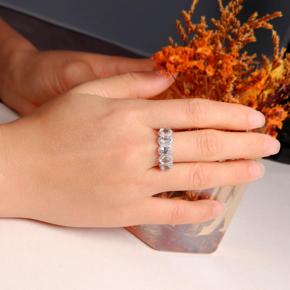 Великолепное массивное серебряное кольцо для женщин, натуральный аквамарин, мартовский камень, камень для повышения смелости и уверенности, роскошные ювелирные изделия