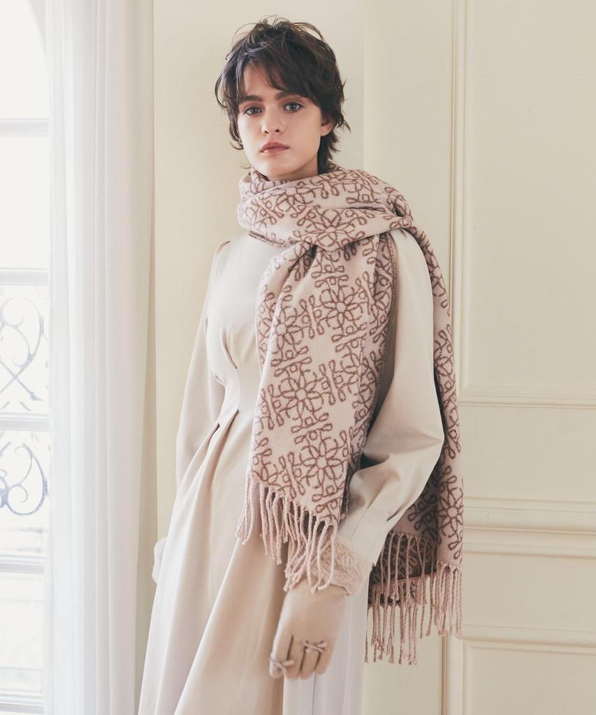 De Apparel FLEUR Monogram Stole Ivory [Maison Fleur] Women's