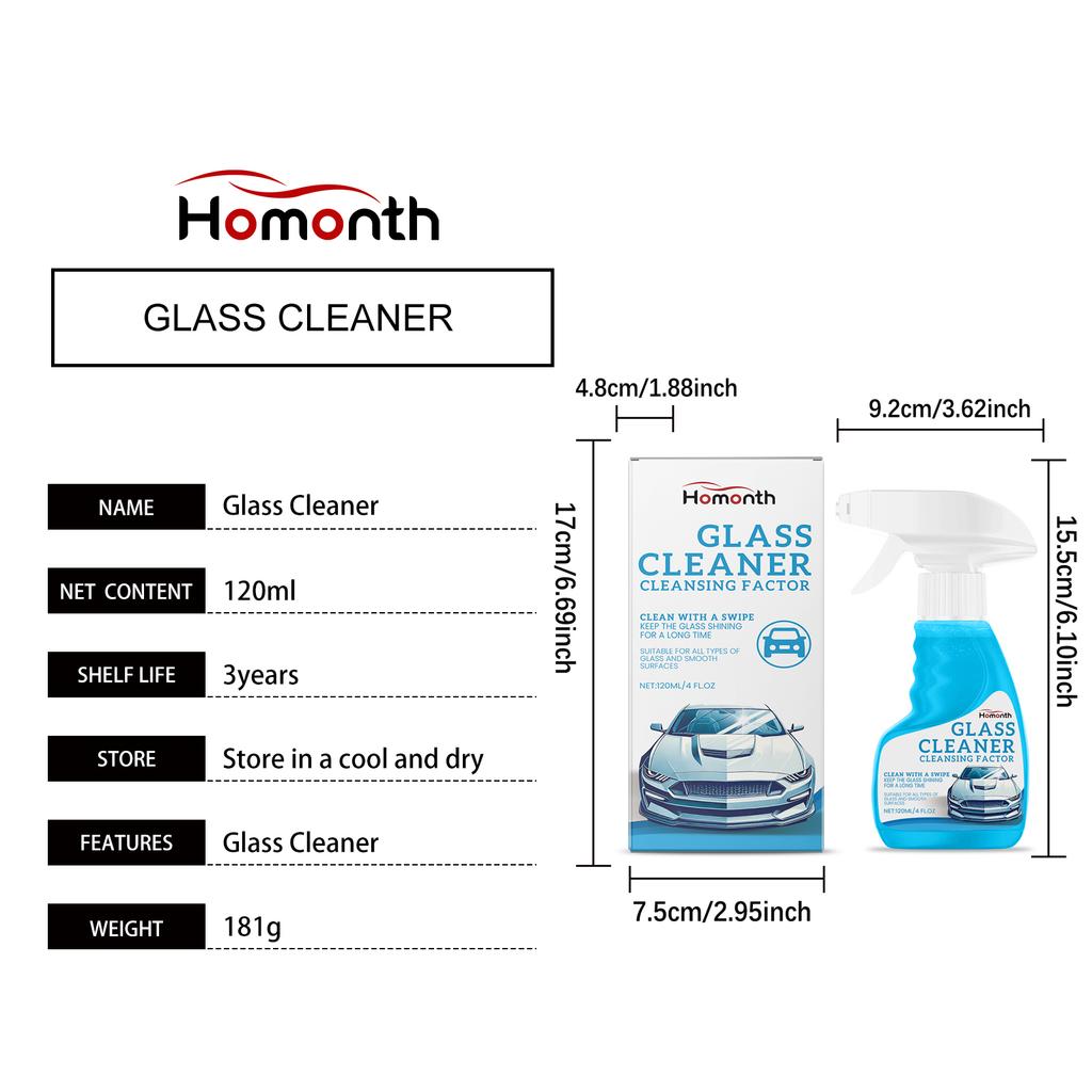 Car Glass Oil Film Remover Auto Windshield Hydrophobic Coating Spray Stain Remover Agent Glass Polishing Clear Auto Detailing