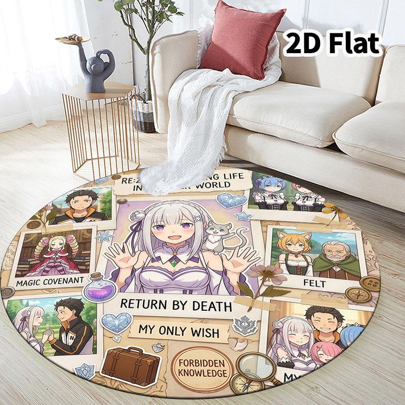 Re Zero Круглый ковер Ковер для гостиной спальни дивана игровой комнаты Декор Нескользящий коврик для пола