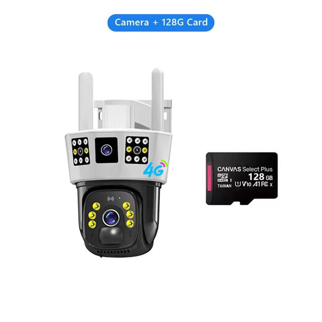 V380 Pro Solar WIFI IP Camera CCTV 12MP 6K Outdoor 4G SIM Two Lens Three Screen Auto Tracking Security Surveillance PTZ Camera