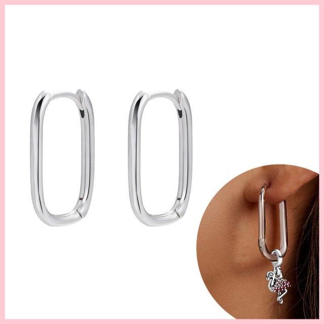 925 Sterling Silver Hoop Earrings For Women Heart Ear Hoops Real Silver 925 Jewelry Original Brand Jewelry