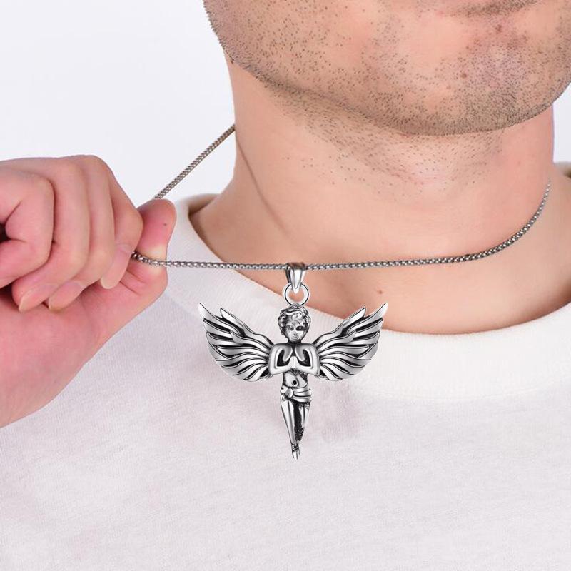 European and American Street Hip-hop Necklace, Little Angel Pendant, Trendy Couple Personality Pendant