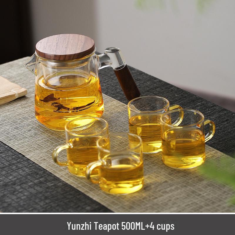 Стеклянный чайник с фильтром и боковой ручкой, устойчивый к высоким температурам, для использования в офисе или заваривания цветочного чая