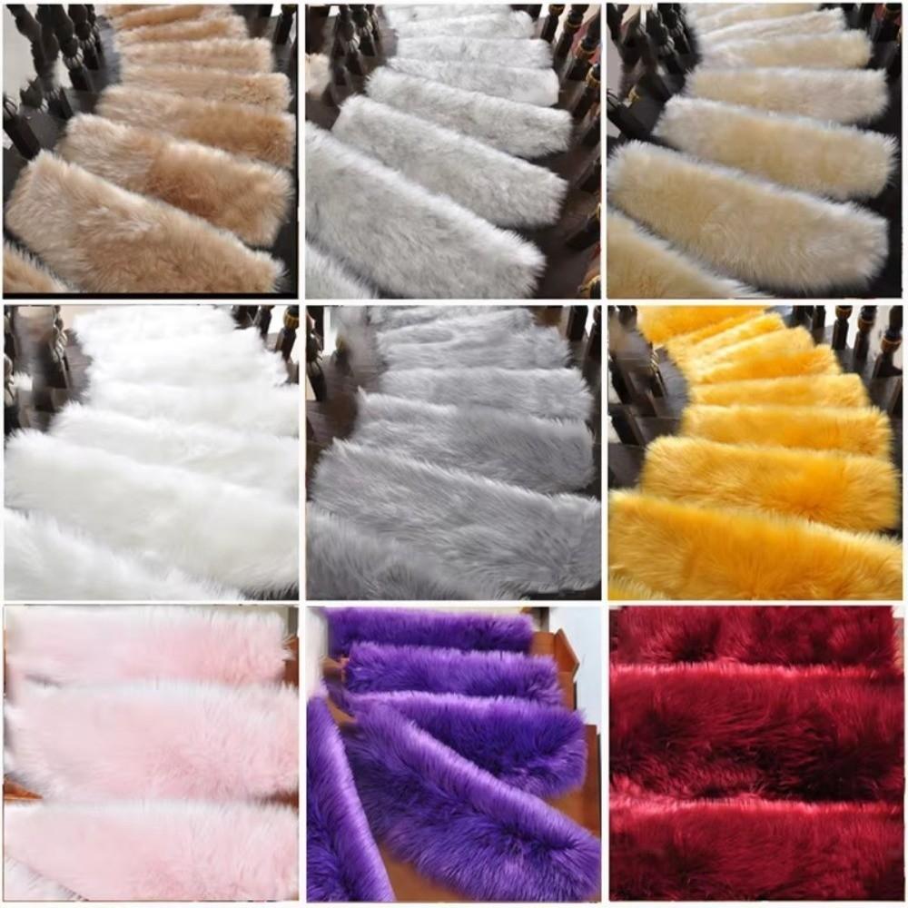 Imitation Wool Stair Mats Carpet Anti-slip Steps Plush Floor Mats Warm Floor Mats For Home Bedroom