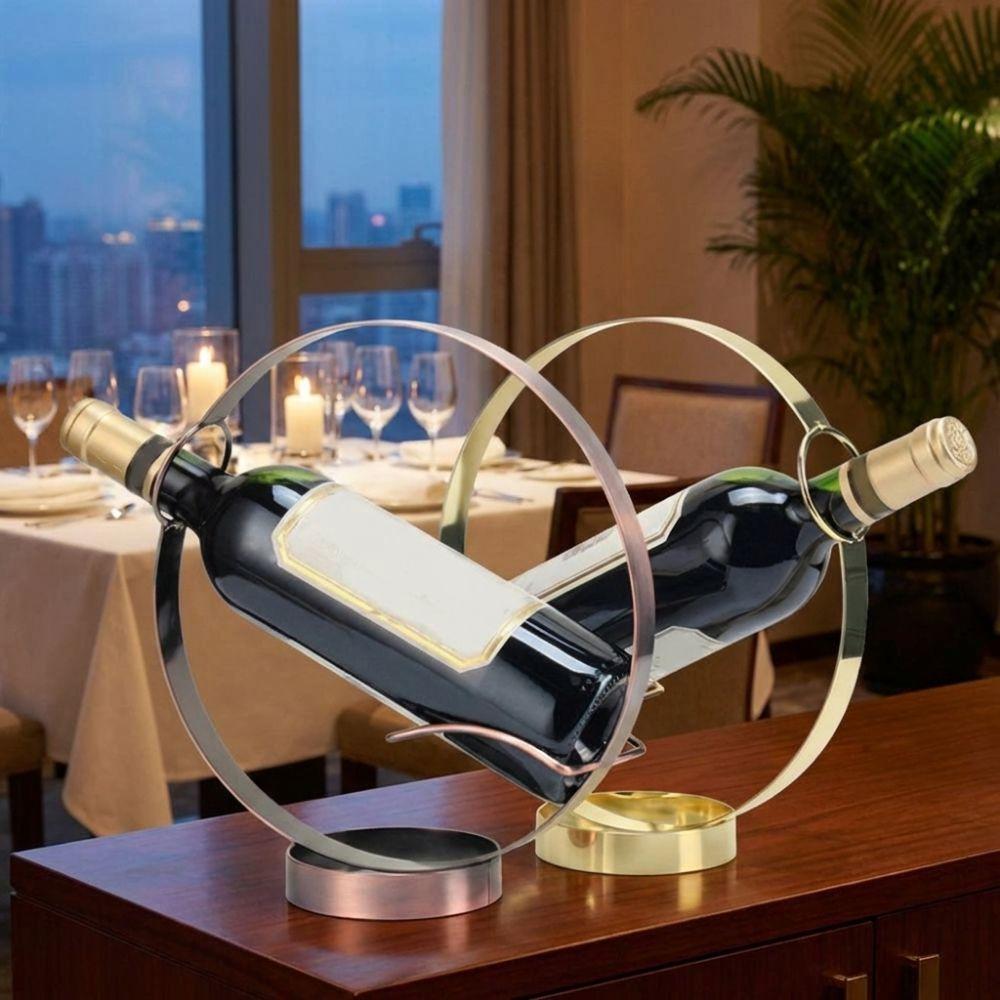 Single Iron Round Wine Rack Freestanding Red Wine Display Rack Modern Wine Bottle Holder  Hotel
