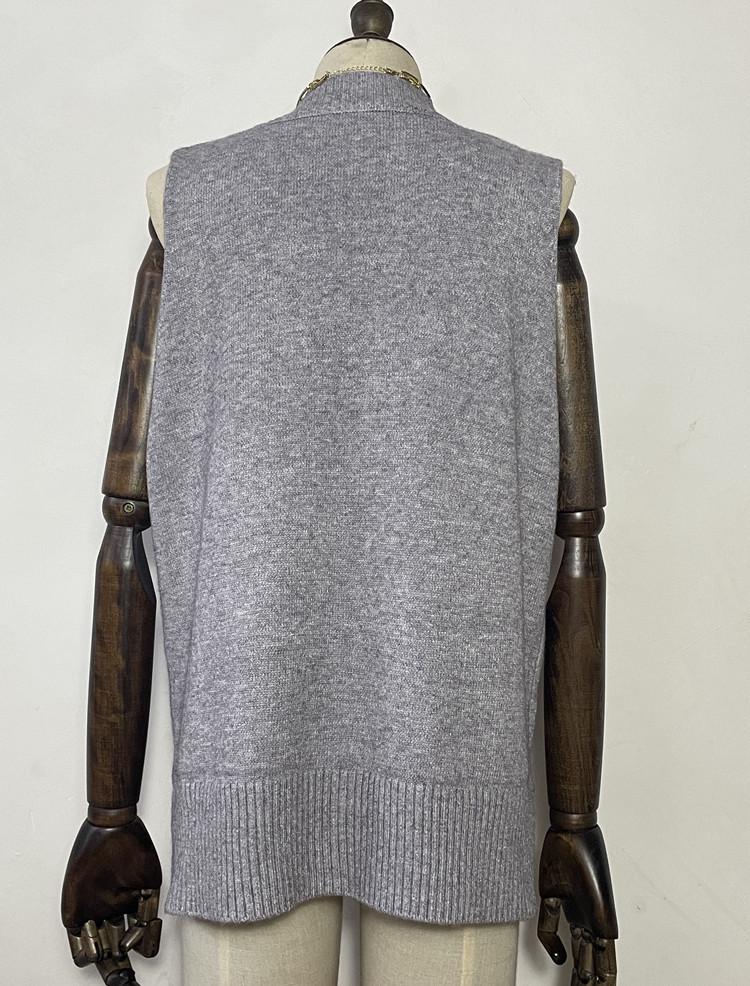 Женский облегающий свитер-жилет без рукавов с V-образным вырезом - Новый весенний вязаный топ-майка