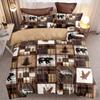 Rustic Retro Style Series Animal Puzzle Print Bedding Set Soft Comfortable Duvet Cover For Bedroom 1*Duvet Cover+2*Pillowcase