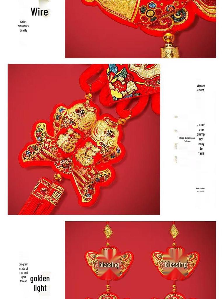 Новогодние украшения 2025 года - года Змеи: Подвески-мешочки с красным перцем чили «Фейерверк» на китайский Праздник весны