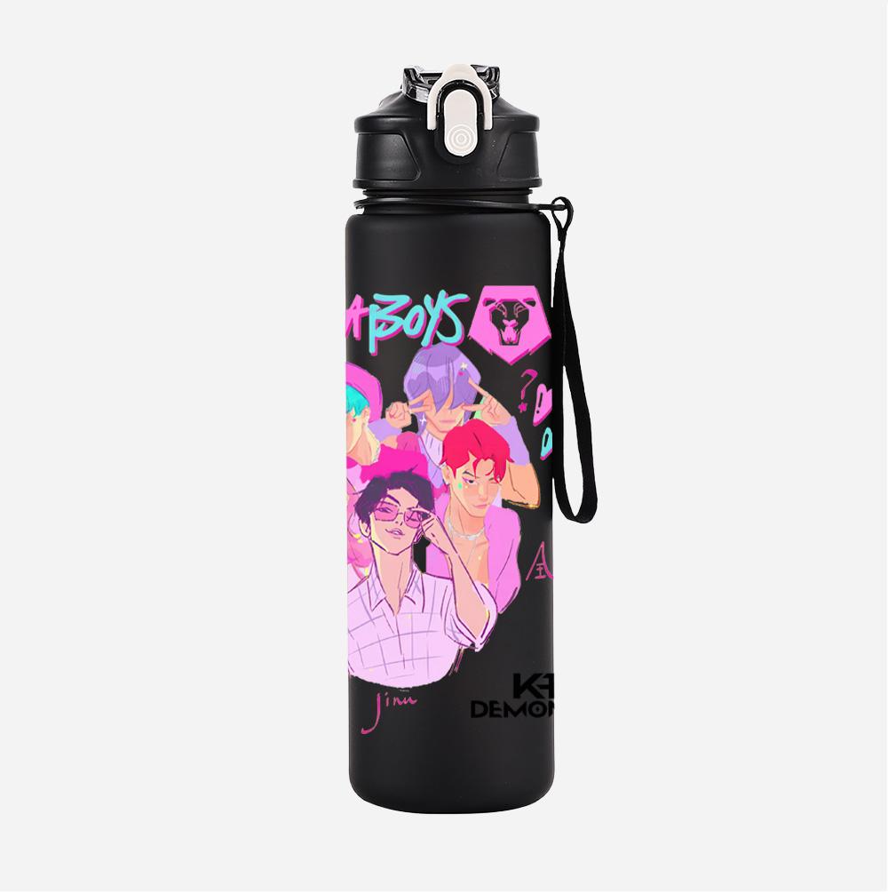 750Ml Water Bottler K-Pop Demon Hunters Printed Character Water Cup Large Capacity Outdoor Portable Rope Drinking Bottle for Boy Girl Gift