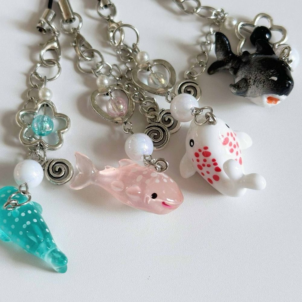 Marine Animal Phone Chain Beaded Phone Lanyard Sweet Girl Cellphone Strap Bag Keychain