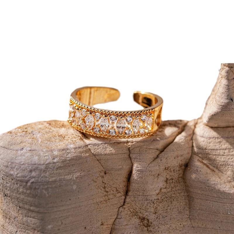 Her Lab | Кольцо с полым цирконом, индивидуальное легкое роскошное ювелирное кольцо