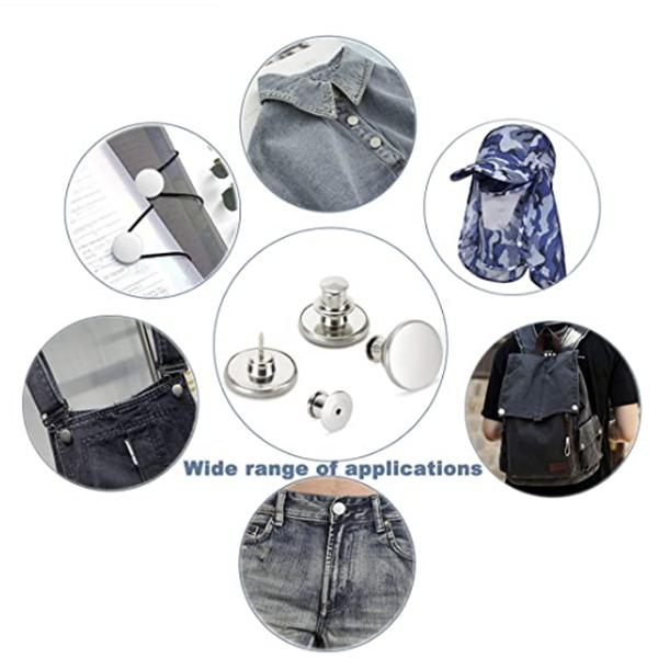 5Pcs Button Pins for Jeans No Sew Instant Detachable 17mm Replacement Button Adjustable Pants Buttons Kit