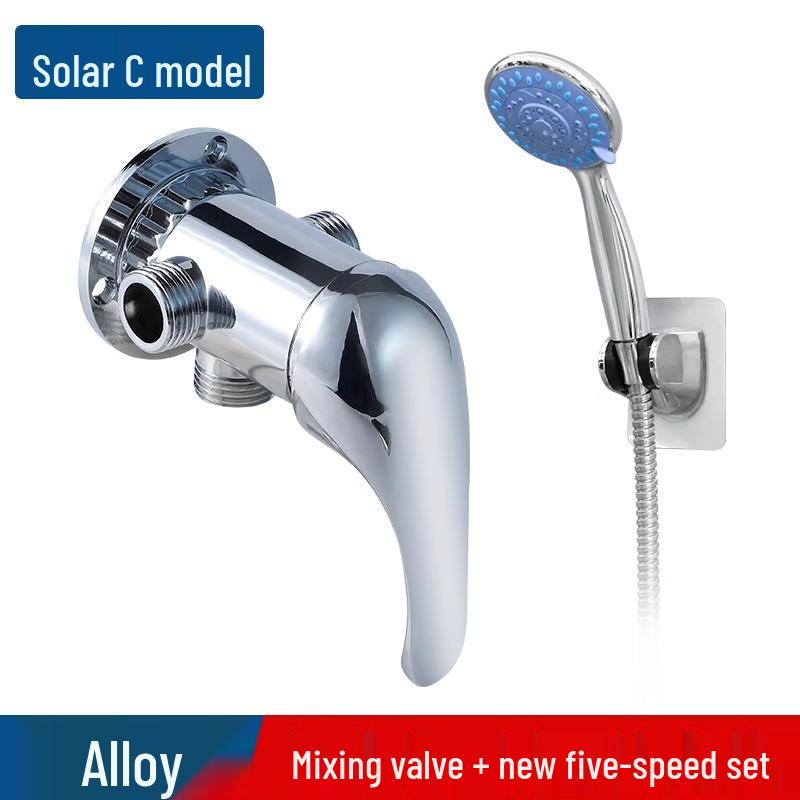 Exposed Shower Mixer Valve with Hot/Cold Faucet and Shower Head for Solar Heaters