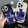 Мягкий чехол для телефона для iPhone 15 Plus 13 11 14 XR 16 Pro Max 17 Air 8 12 Черная кошка Звездная ночь