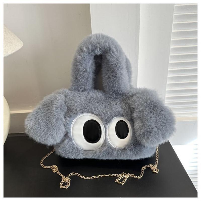 Plush Women's Bag Cute Big-eyed Dog Chain Bag New Spring Tote Bag Big-eyed Plush Bag Single Shoulder Oblique Span Bag