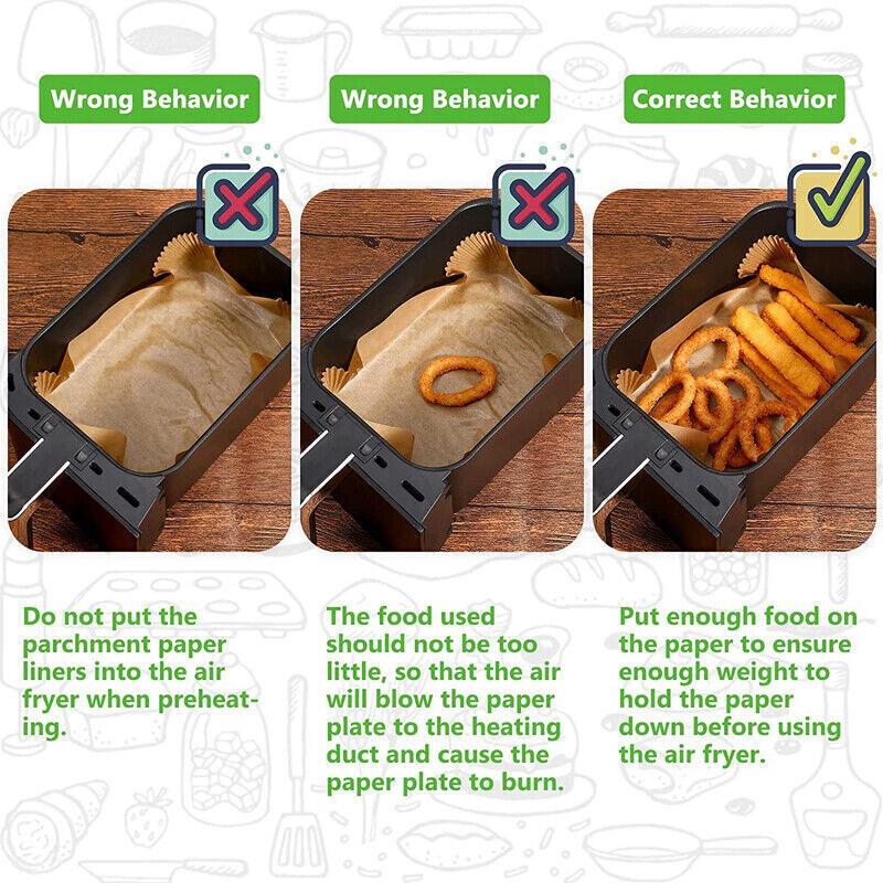 100Pcs Rectangle Disposable Airfryer Baking Paper Liner Waterproof Oilproof Non-Stick Baking Mat for Ninja Foodi Air Fryer Accessories