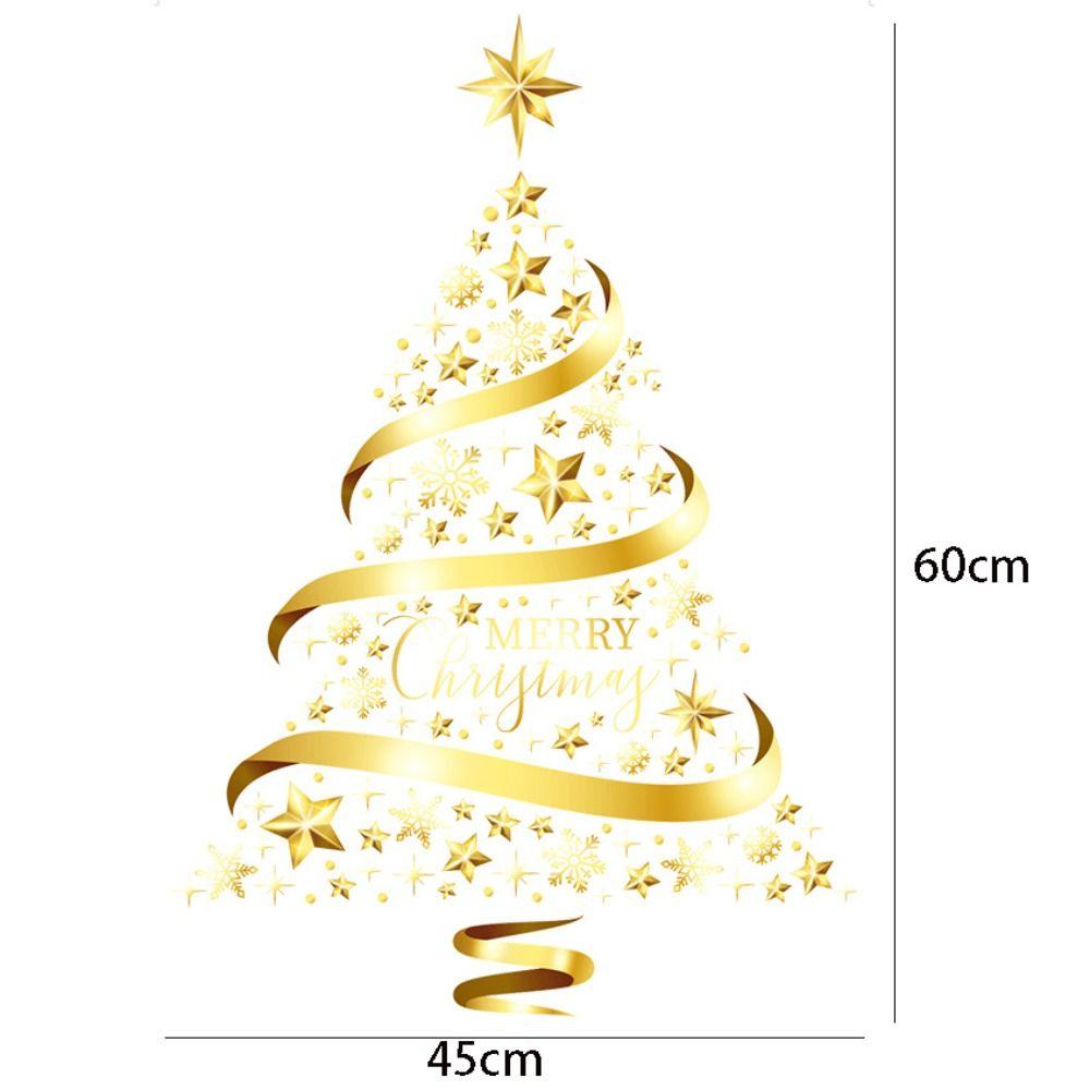 Золотые наклейки на окна в виде рождественской елки, креативный декор, настенная роспись, украшение для дома, обои, подарок