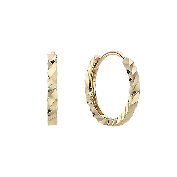 Minigold Twist-Cut Ring Earrings (14Mm) Mem02848