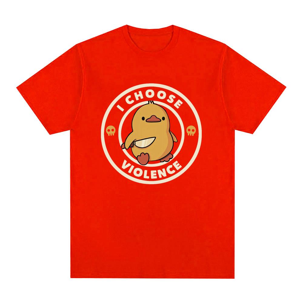 I Choose Violence T Shirt Funny Duck Humor Slogan Print Short Sleeve Tshirts Men Women Cotton Loose Oversized Tshirt Cotton