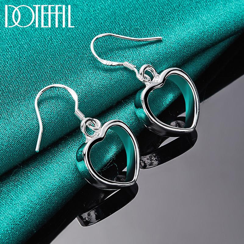 Романтические серьги-сердечки Серебряные украшения с подвесками
