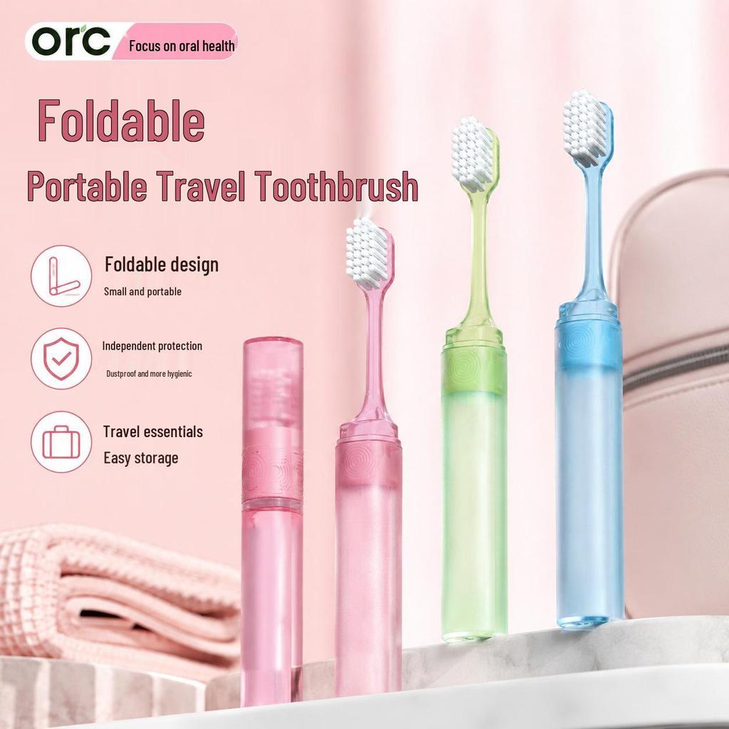 Portable Folding Toothbrush with Soft Bristles - Compact for Travel and Business Trips