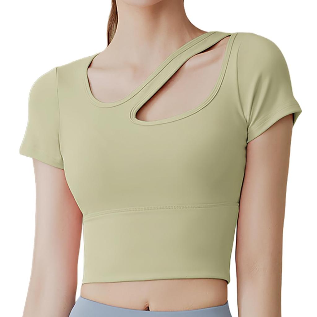 SLINX Yoga Short Sleeve with Solid Sportswear for and YDX02 Women's Wear, T-Shirt Cups, Cute, Open-Leg, Color, Lightweight, Quick-Drying, Stretch,