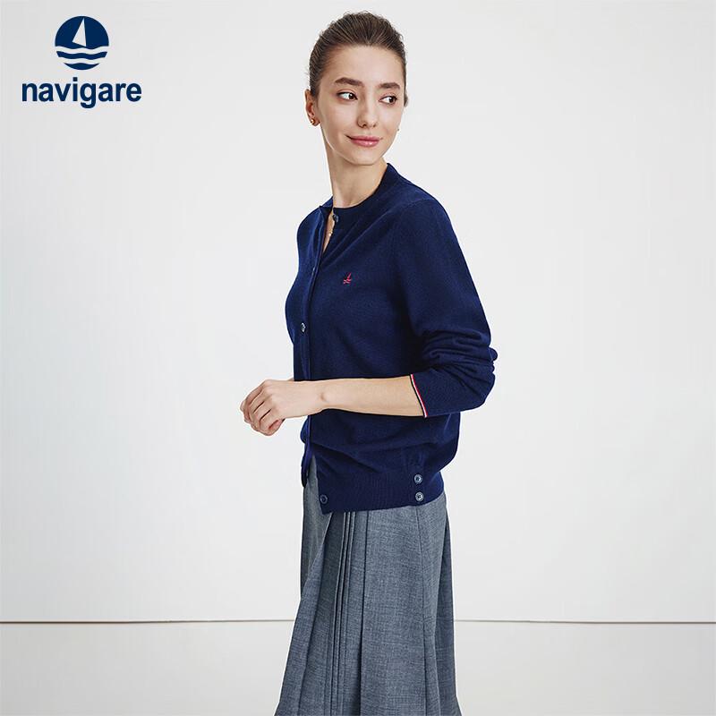 Женский кардиган Navycare с круглым вырезом, 100% шерсть