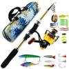 Портативный набор рыболовных снастей, телескопическая удочка 1,8 м, передаточное число 5,5:1 комплект спиннинговых катушек, удочка, аксессуары для наживки, сумка для морской и пресной воды