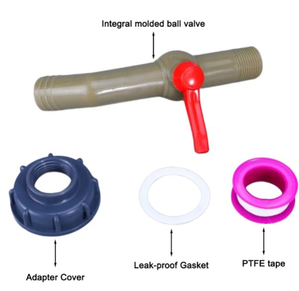 Plastic Faucet Set with Two Connectors Two Gaskets Two Conversion Covers and Tapes for 1000L Rainwater Tanks Easy Installation