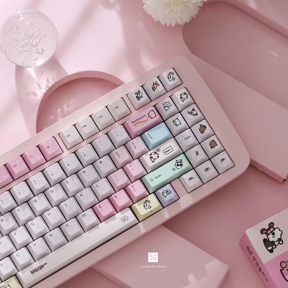 Little Pet Keycap Theme Set PBT Custom Cute Personalized Keyboard Cap Cherry Profile KeyCap for Mechanical Keyboard Accessories