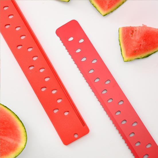 Watermelon Knife with Sleeve ,Stainless Steel Serrated Cutter for Cutting Watermelon Bread Cake Cheese, Multipurpose Kitchen Baking Tool