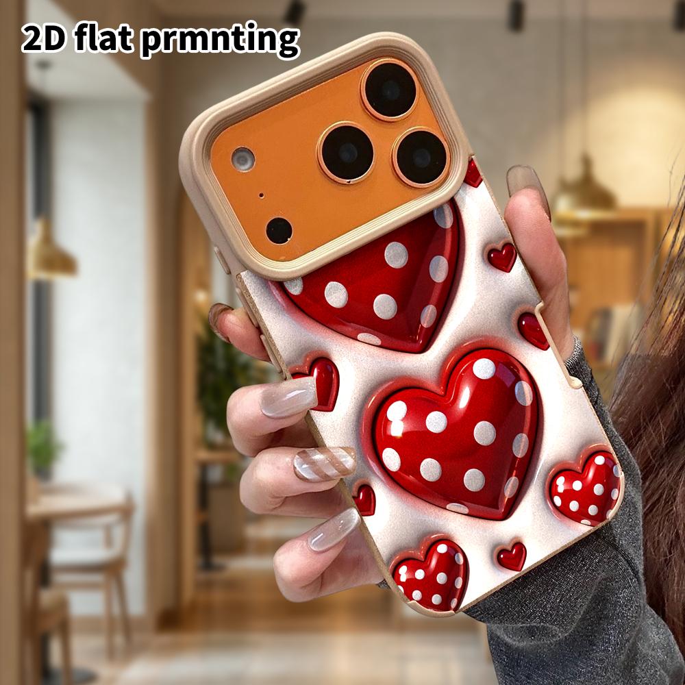 Phone Case: Lambskin 2D Flat Samsung Galaxy A34 A35 M05 M06 S20 S22 S21 FE Plus 5G Protective Case, Red Heart, Christmas and Halloween Gift